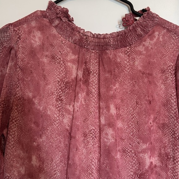 Pink Long-Sleeve Snake Skin Tiered Dress - Picture 3 of 6